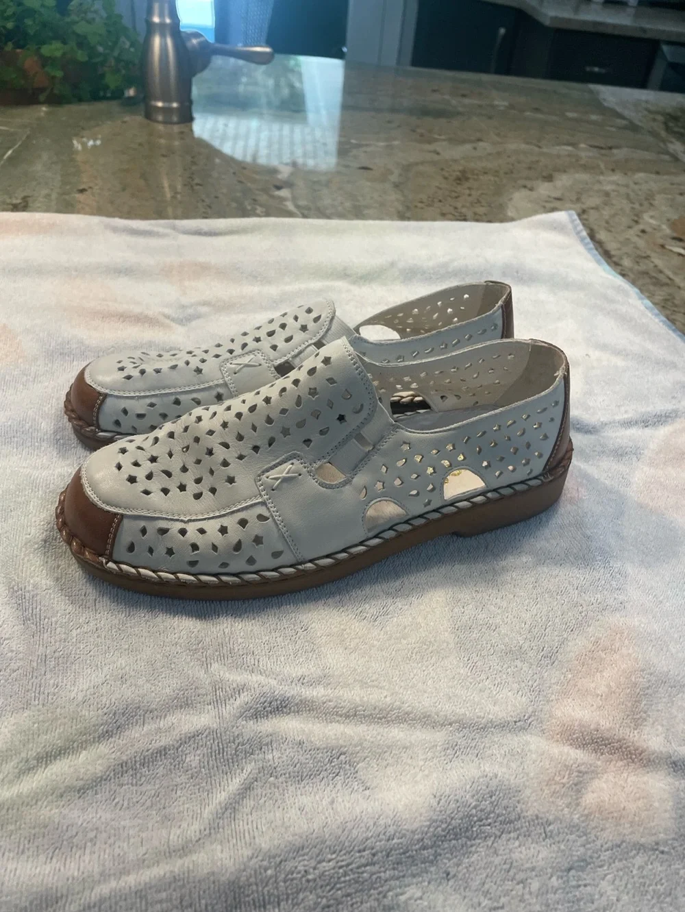 Rieker Anti-Stress perforated leather slip-on loafers - 8.5